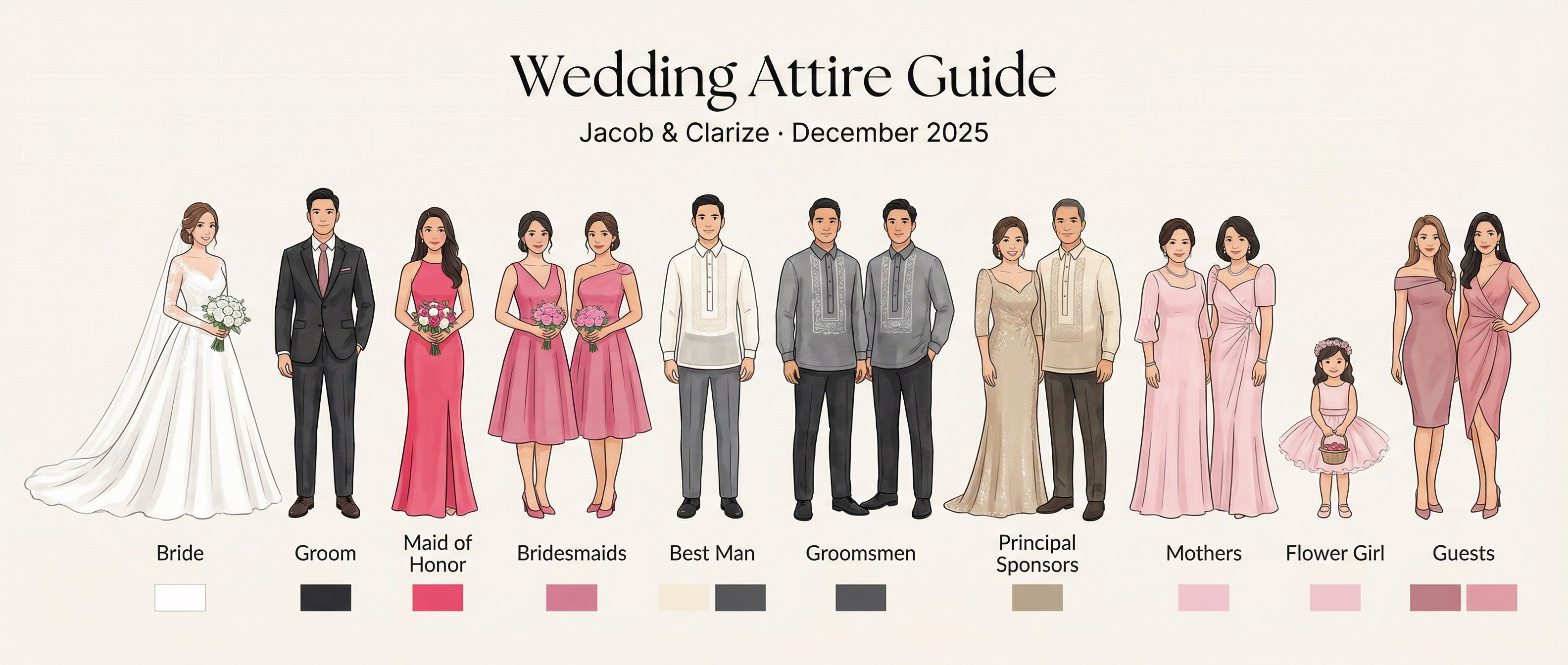 Wedding attire palette guide