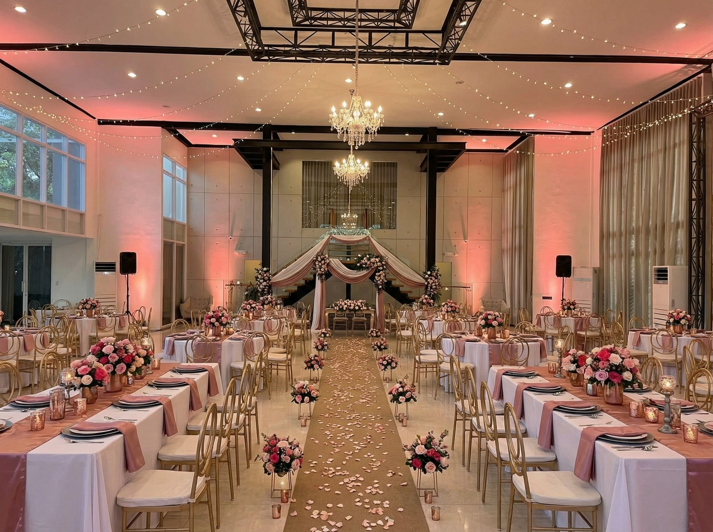 Ellen Hall — dramatic glass staircase and steel trusses