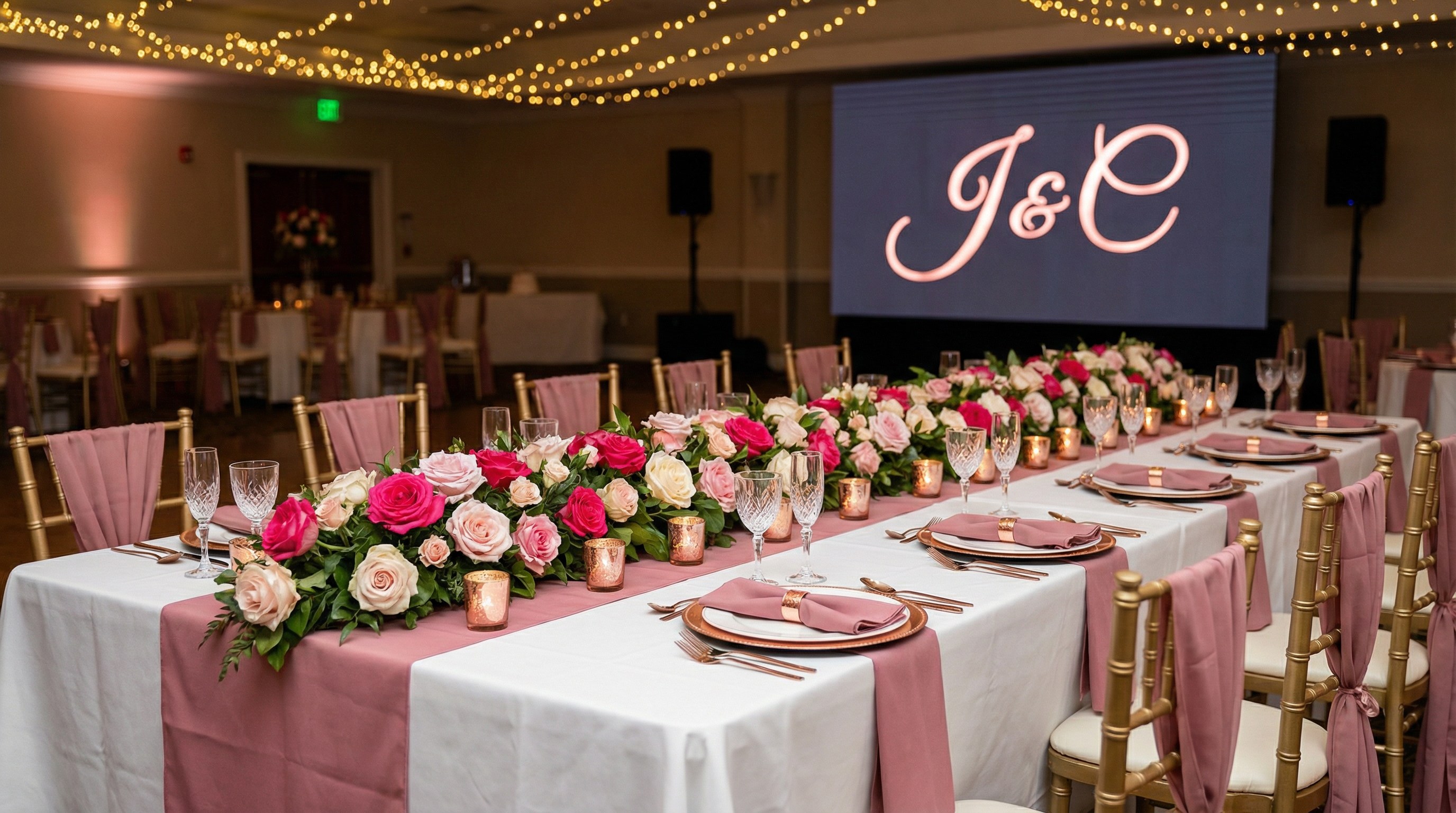 VIP table arrangement with elegant decor